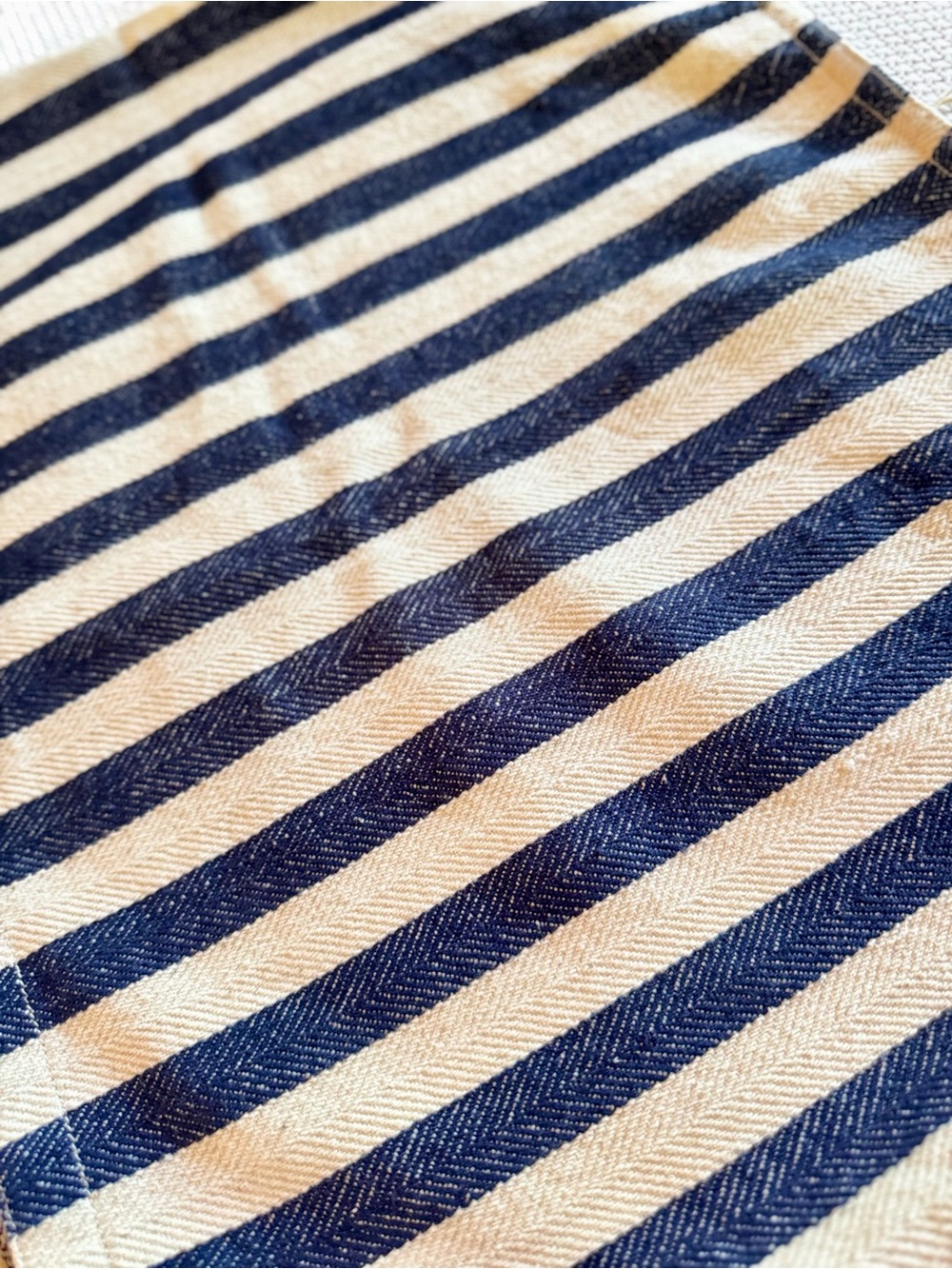 VANESSA BRUNO Boho IKA Cream Jute & Navy Blue Striped Fringe Mini Skirt - Picture 10 of 16